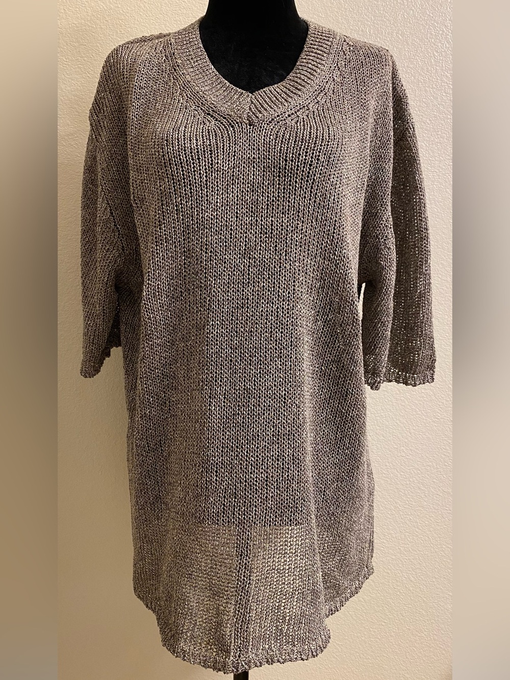 Massimo Dutti Lightweight Cotton blend V‑Neck Knit Sweater